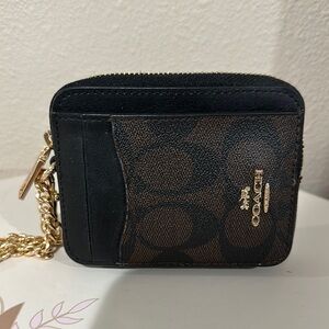 Coach Black and Brown wallet with Chain Strap